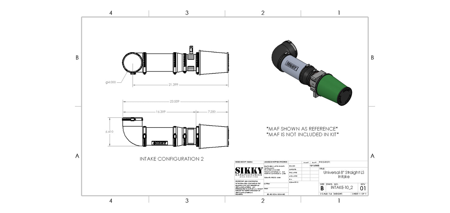 Sikky Universal LS1/LS2 Swap Intake System - Straight style