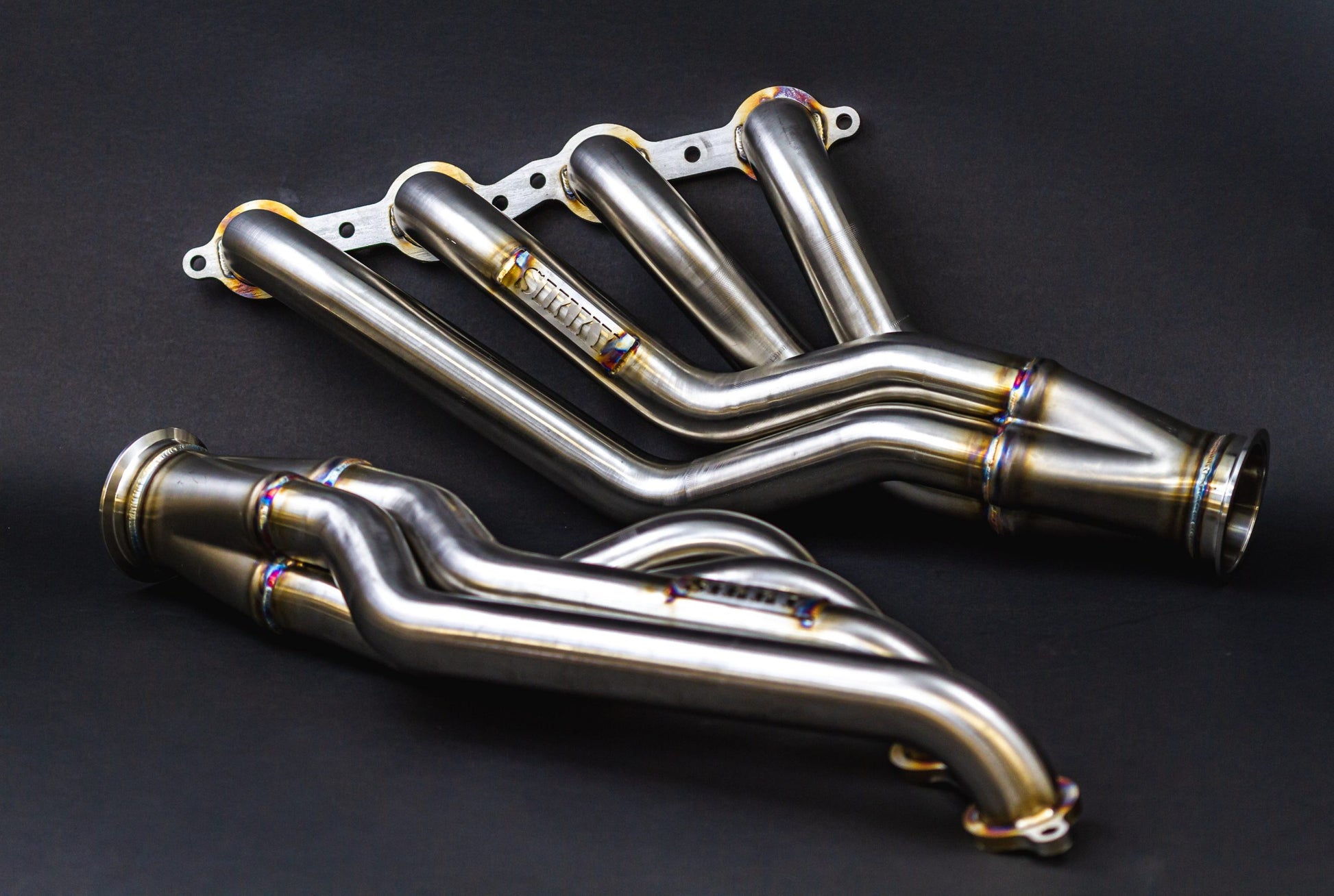 Sikky Z33/Z34/G35/G37  BMW E39 LS Swap Headers Stainless Steel Long Tube 1 7/8" Primaries with 3" Merge Collector and Complete V-band Clamp Assembly