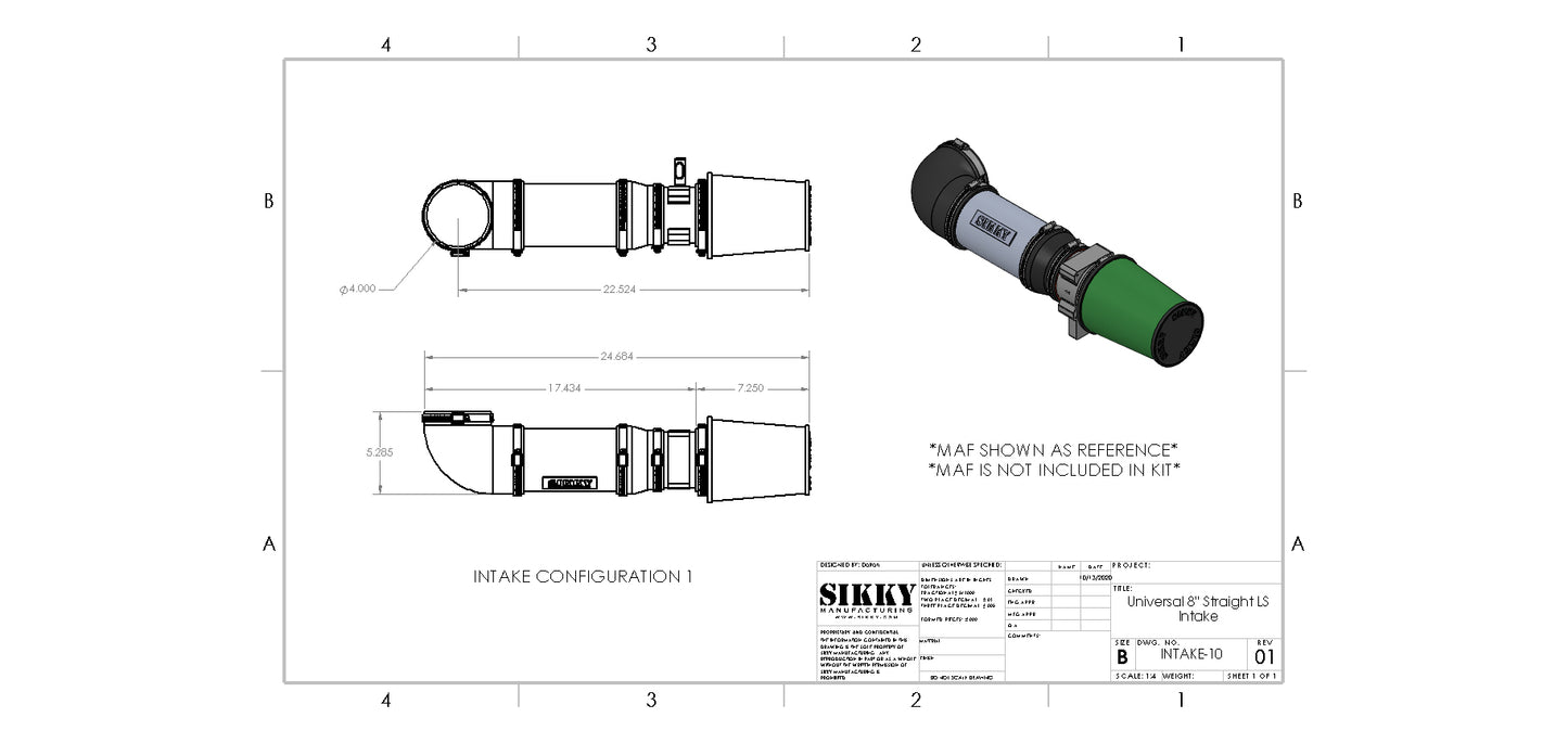 Sikky Universal LS1/LS2 Swap Intake System - Straight style