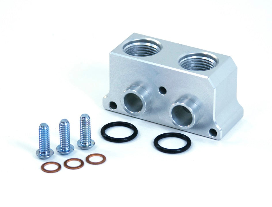 Sikky Oil Pan Adapter Block, Side Port, Includes -10AN Orb Fittings For Remote Oil Filter Lines
