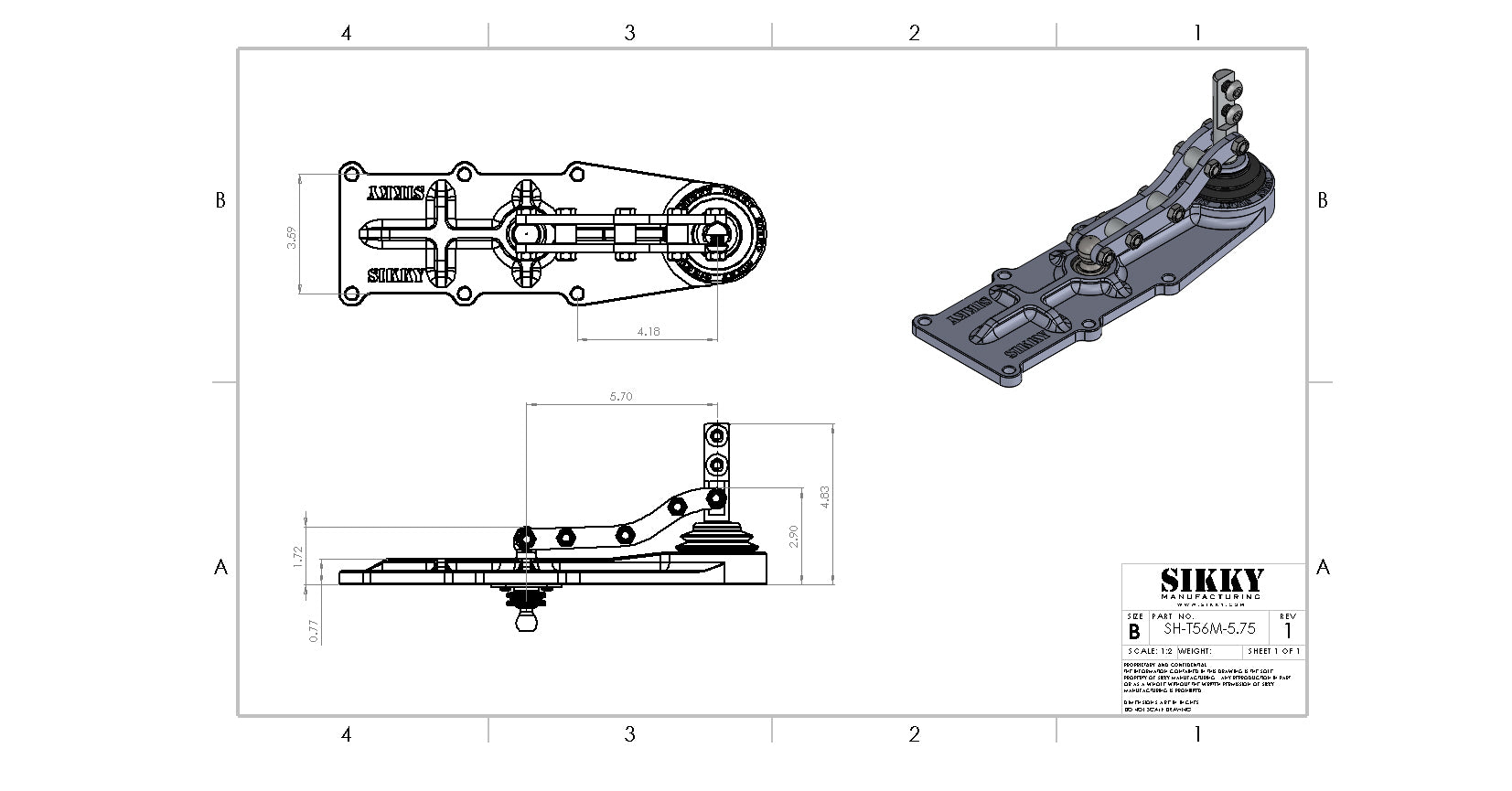 Sikky T56 Magnum Relocation Shifter- 5.75" back